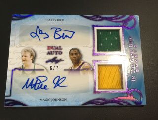 2019 Leaf In The Game Dual Auto Patch Larry Bird And Magic Johnson 6/7
