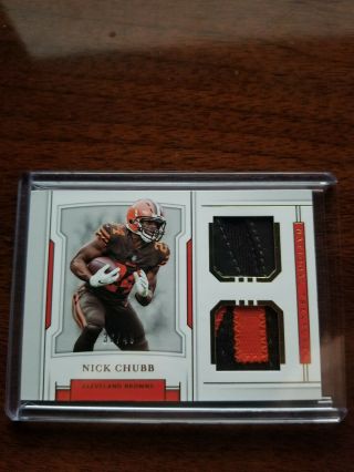 Nick Chubb 2018 National Treasures Rookie Dual Jersey Patch Glove /49