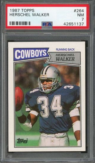 1987 Topps 264 Herschel Walker Dallas Cowboys Rookie Card Psa 7