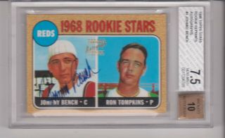 1998 Topps Stars Rookie Reprints Autographs Johnny Bench Bgs 7.  5 Nm,  Auto 10