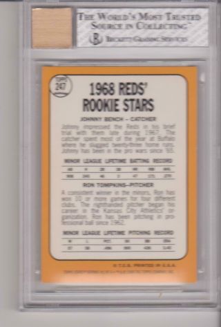 1998 Topps Stars Rookie Reprints Autographs Johnny Bench BGS 7.  5 NM,  Auto 10 2