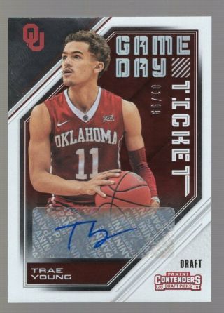 Trae Young 2018/19 Contenders Draft Picks Foil Auto 81/99 Rc Game Day Ticket