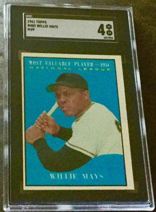 1961 Topps 482 Willie Mays Mvp (hof) San Francisco Giants - Sgc 4 Vg - Ex Sharp