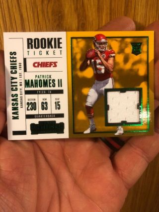 2017 Panini Contenders Rookie Ticket White Jersey Swatch Patrick Mahomes Chiefs