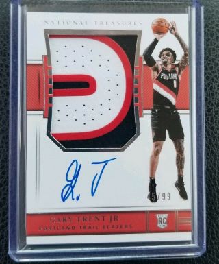 Gary Trent Jr 2018 - 19 Panini National Treasures Rpa Patch Auto Autograph /99
