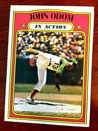 1972 Topps 558 John " Blue Moon " Odom In Action Oakland A 