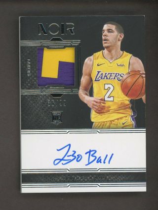 2017 - 18 Panini Noir Lonzo Ball Lakers Rpa Rc Rookie Patch Auto 36/99