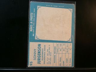 1961 Topps Football Card 95 SONNY JURGENSON - Philadelphia Eagles VG,  /EX 3