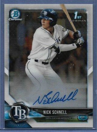 2018 Bowman Chrome Draft Baseball Nick Schnell Prospect Auto Rays