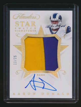 Aaron Donald 2018 Panini Flawless Star Swatch Signatures Rams Patch Auto 11/25