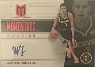 Michael Porter Jr.  2018 - 19 Panini Chronicles Momentous Rookies On - Card Autograph