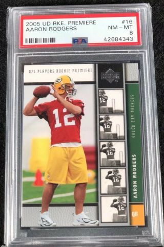 2005 Upper Deck Rookie Premiere Aaron Rodgers Green Bay Packers 16 Graded Psa 8