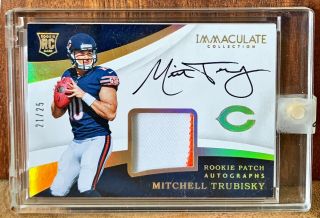 2017 Panini Immaculate Mitchell Trubisky Rpa 21/25.  2 Color Patch Rookie Auto