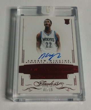 R18,  795 - Andrew Wiggins - 2014/15 Flawless - Rookie Autograph - Red - 1/15 -