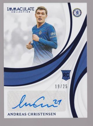 2019 Immaculate Soccer Andreas Christensen Rookie Sapphire Auto /25 Chelsea Rc