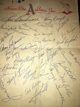 Oakland Athletics Signed Piece Of Paper 55 Years Old