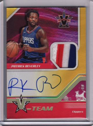 2017 - 18 Vanguard Patrick Beverly Game Worn Patch Auto Gold 7/10 Clippers
