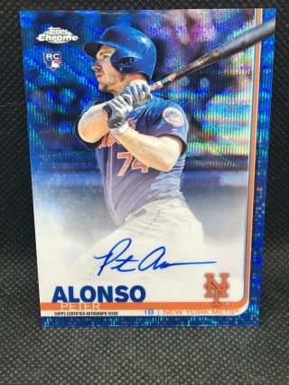 Pete Alonso 2019 Topps Chrome Blue Wave Rookie Auto /150 Rc Mets Roy