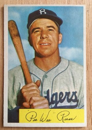 1954 Bowman Pee Wee Reese Brooklyn Dodgers 58 Baseball Card Hof