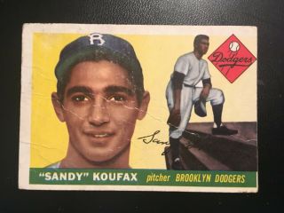 1955 Topps Sandy Koufax Rookie Brooklyn Dodgers Hof 123 Baseball Card Rc