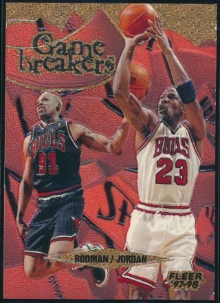 Michael Jordan 1997 - 98 Fleer Game Breakers W/ Dennis Rodman Insert Card 1 Nmmt