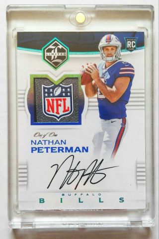 2017 Limited Nathan Peterman Rc Patch Auto Nfl Shield 1/1 Bills Raiders