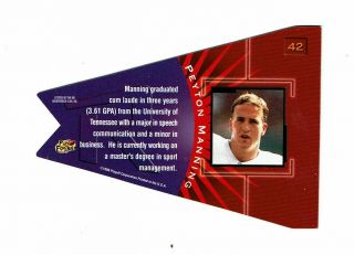 1998 Playoff Contenders Pennant Peyton Manning Rookie 42 Indianapolis Colts 2