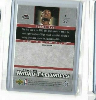 2003 - 04 Upper Deck Rookie Exclusives LeBron James Rookie Card RC.  1 2