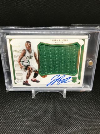 2015 - 16 National Treasures Colossal Terry Rozier Rc Auto Jersey 02/49.  Hornets