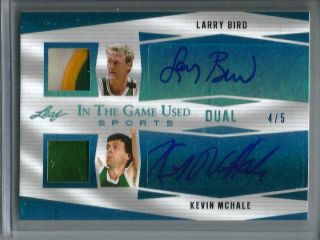 Larry Bird - Kevin Mchale 2018 Leaf In The Game Autograph Jersey Patch 4/5