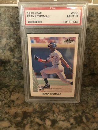 1990 Leaf Frank Thomas Rookie Card Rc 300 Psa 9 Perfectly Centered