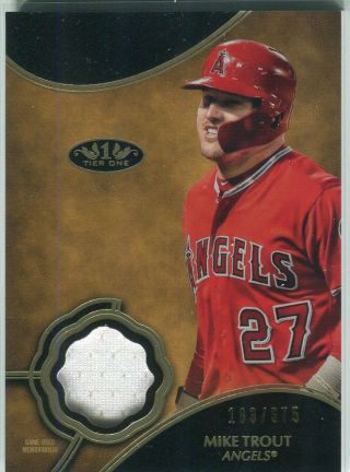 2019 Topps Tier One Mike Trout Game - Jersey 183/375 Angels T1r - Mt