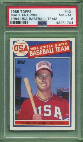 1985 Topps 401 Mark Mcgwire Rookie Card Neart To Psa 8