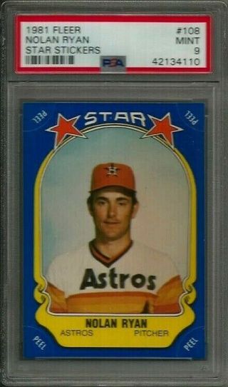 1981 Fleer Star Stickers 108 Nolan Ryan Psa 9 Houston Astros Baseball Card