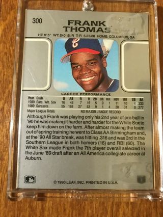 1990 Leaf Frank Thomas Chicago White Sox 300 Baseball Card 2