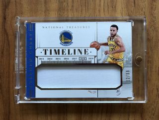 2018 - 19 National Treasures Timeline Stephen Curry Game Worn Jersey Card 12/99