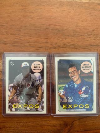 2019 Topps Archives Montreal Expos 50 Years Maury Wills Dennis Martinez Auto Sp