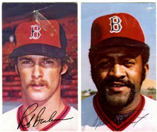 2 1970s Boston Red Sox Team Issue Cards Luis Tiant And Rick Burelson Rare 3.  5x6