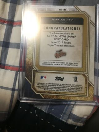 Mark Trumb 1/1 2017 Triple Threads Baltimore Orioles All Star Game Patch Relic 2
