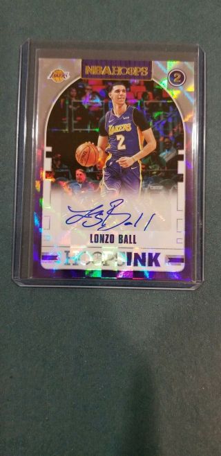 2018 - 19 Panini Nba Hoops Ink Lonzo Ball Los Angeles Lakers Autograph La