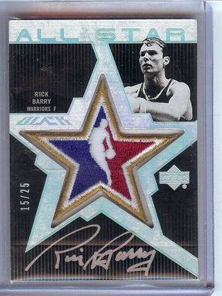 Rick Barry 2007 - 08 Ud Black All - Star Patch Auto Warriors Asau - Rb 15/25