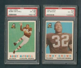 1959 Topps Football Jim Brown 10 Psa 6 Ex - Mt Browns