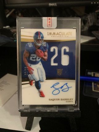 Saquon Barkley 2018 Immaculate Numbers Rookie Patch Autograph Rpa /26 Panini Rc