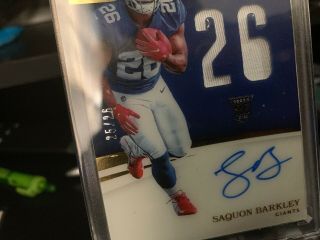 Saquon Barkley 2018 Immaculate Numbers Rookie Patch Autograph RPA /26 Panini RC 3
