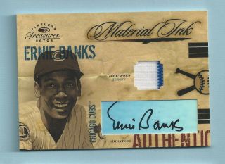 Ernie Banks 2004 Timeless Treasures Material Ink Game Jersey Autograph Auto /50