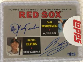 2019 Topps Heritage Carl Yastrzemski Rafael Devers Dual Autograph Red Sox 17/25