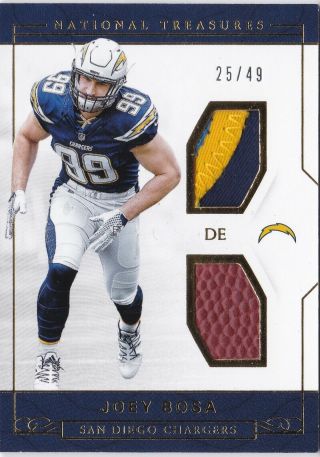 2016 Panini National Treasures Joey Bosa /49 Dual Materials Patch Relic Charger
