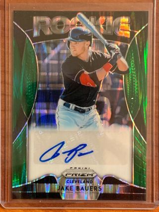 2019 Panini Prizm Forest Green Flash Auto Jake Bauers ’d 3/5 Ssp Indians Rookie