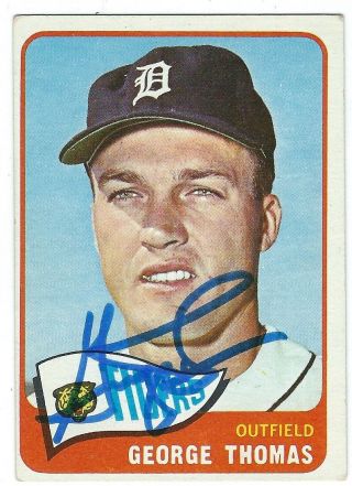 Autographed 1965 Topps George Thomas Detroit Tigers Card 83 W/
