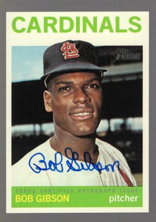 Bob Gibson 2013 Topps Heritage Real One Auto Autograph On Card Cardinals Hof Sp